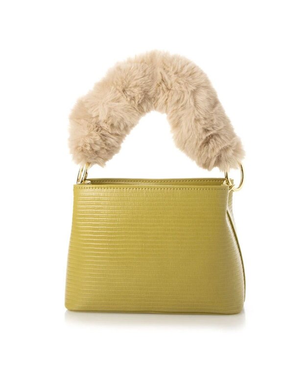 UNBILLION cachecache スパイラルエコファーハンドルスクエアミニショルダー イエロー