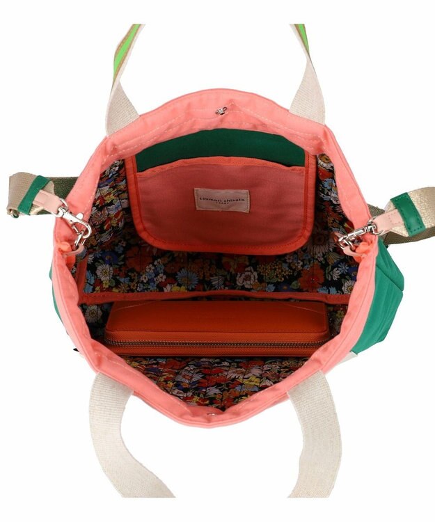 tsumori chisato CARRY キラミックスコンビ トートバッグ 2wayショルダー A4収納 ネコ グリーン