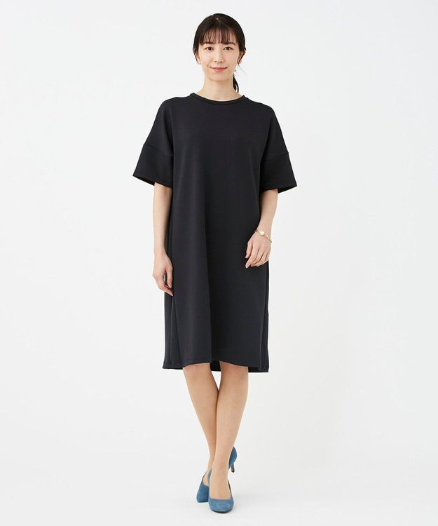 KASHIYAMA 【抗菌繊維】スタイリッシュジャージー オーバーサイズドレス ブラック
