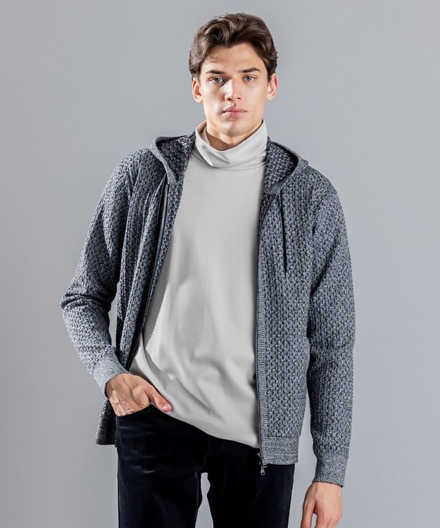 JOSEPH HOMME 【イージーケア】 ヴィスコースリンクス　ジップアップニットパーカー ライトグレー系