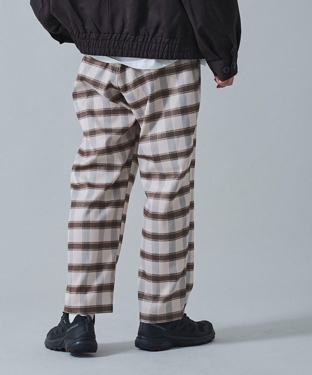 WEGO チェックテーパードスラックス ベージュチェック1