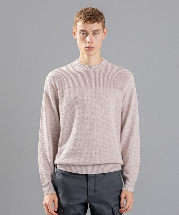 JOSEPH HOMME 【LEON 掲載】シルクバルキーハニカム　クルーネックニット ローズ系