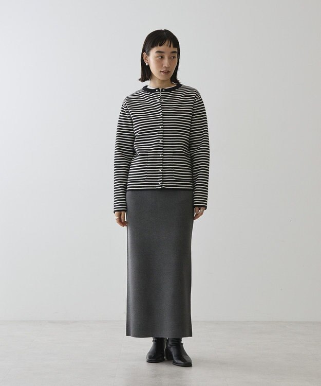 AMERICAN HOLIC バイパチクルーネックニットカーディガン Border