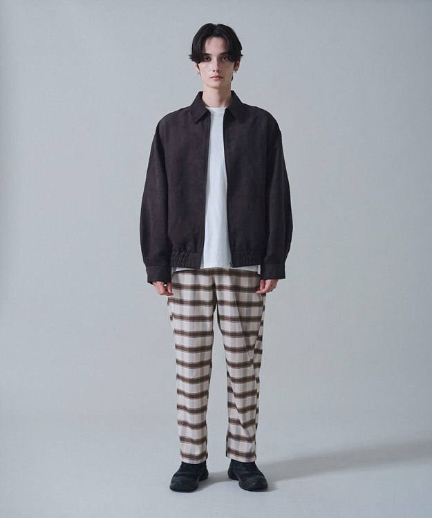 WEGO チェックテーパードスラックス ベージュチェック1