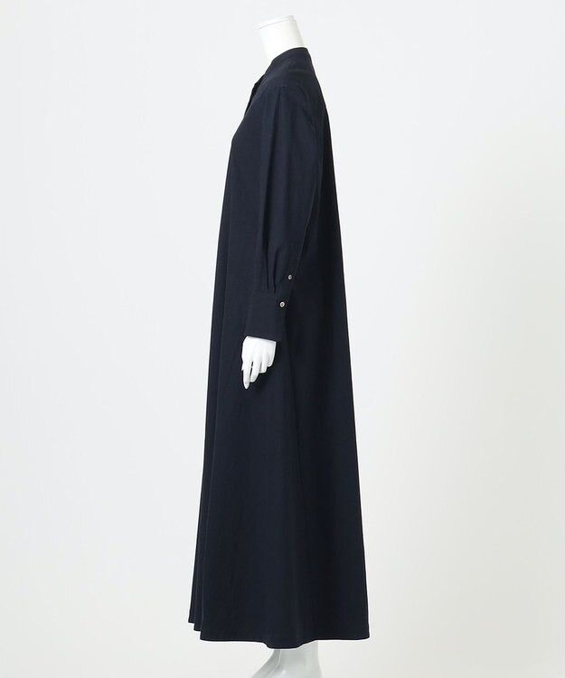 23区 【R(アール)】クリスピーリネンストレッチ 長袖ワンピース ネイビー系