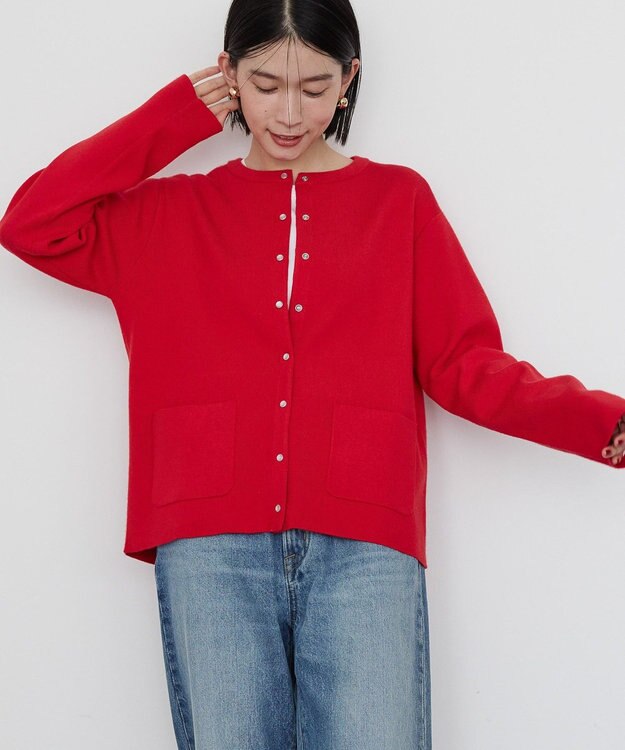 AMERICAN HOLIC バイパチクルーネックニットカーディガン Red