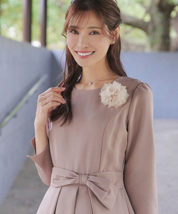 Tiaclasse チュールフラワーコサージュ ライトピンク