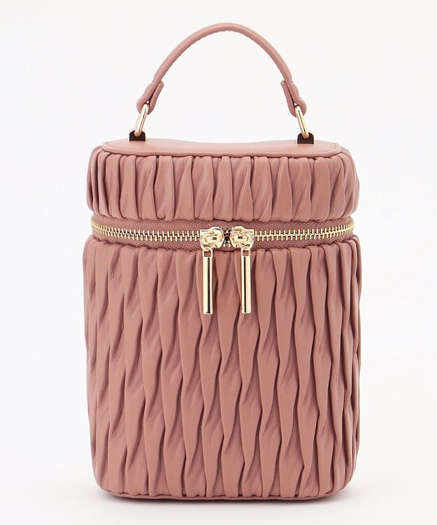 LA BAGAGERIE 【MONICA】ランダムプリーツバニティバッグ ダークピンク