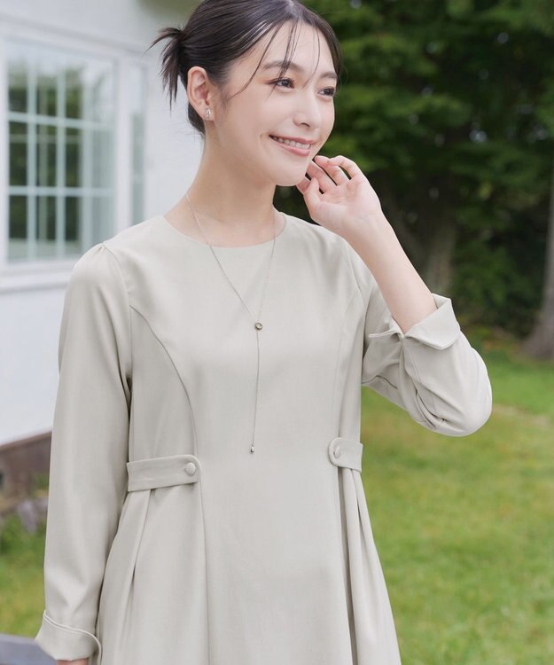 Tiaclasse 【洗える】ウール調Aラインワンピース グレージュ