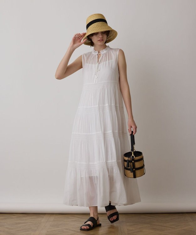 GRACE CONTINENTAL ティアードマキシカフタンワンピース ホワイト