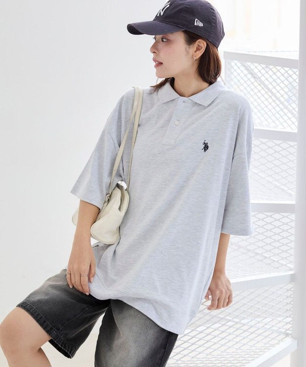 WEGO 【ユニセックス着用ITEM/MLサイズ展開】別注USPOLO　ヘビーウェイトポロT アッシュグレー