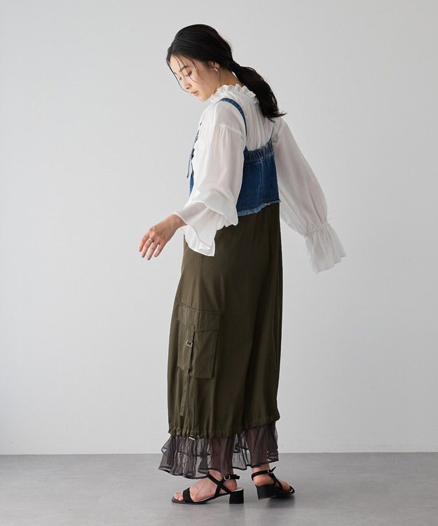 YECCA VECCA デニムMIXデザインサロペット Indigo