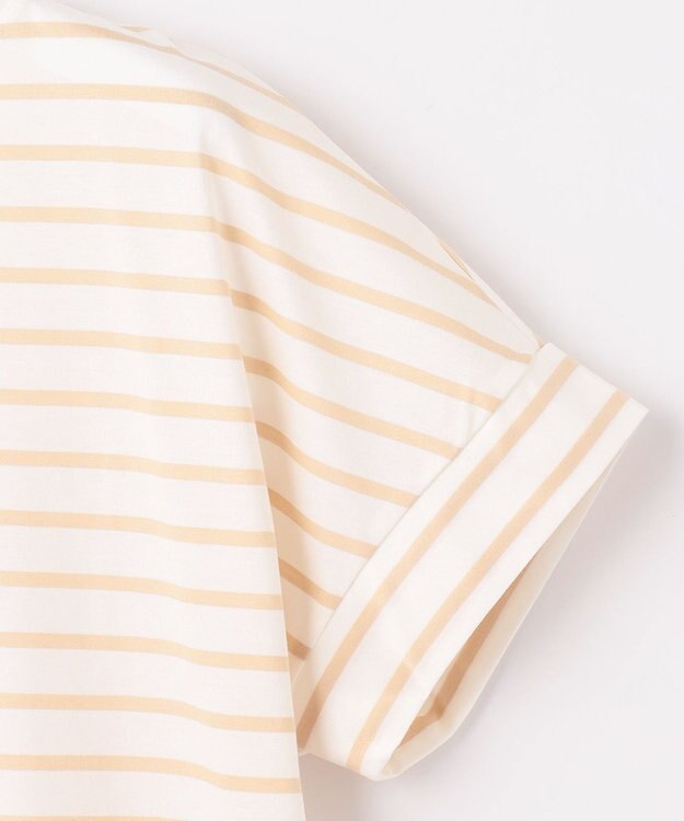 自由区 L 【UV加工・洗える】ハイカウントボーダー カットソー ベージュ系1