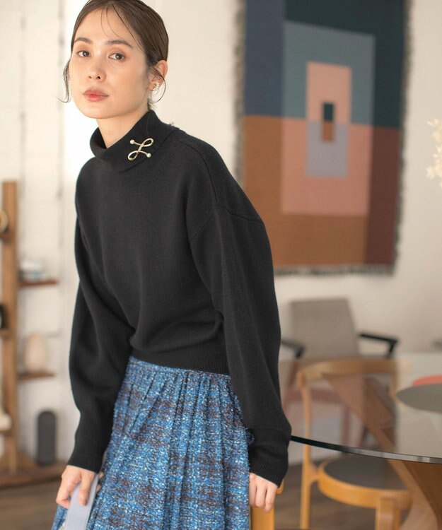 組曲 【2WAY・WEB限定】ウールカシミヤミックス ハイネックニット ブラック系