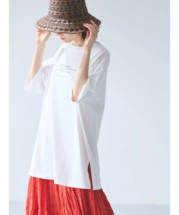 Green Parks バックフォトプリント半袖チュニック Off White