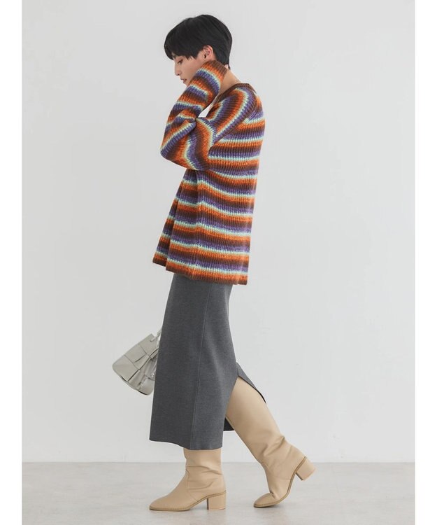 AMERICAN HOLIC グラデーションボーダーニットプルオーバー Terracotta