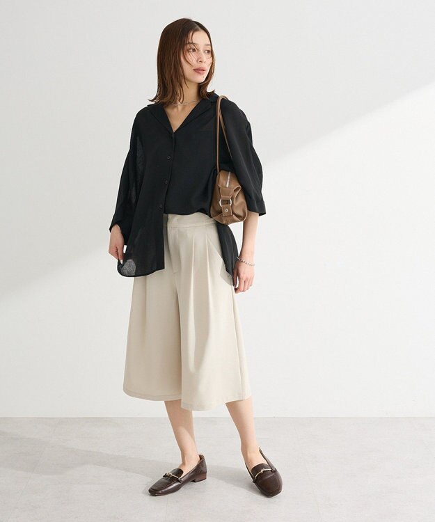 Green Parks 開襟シアーシャツジャケット Black