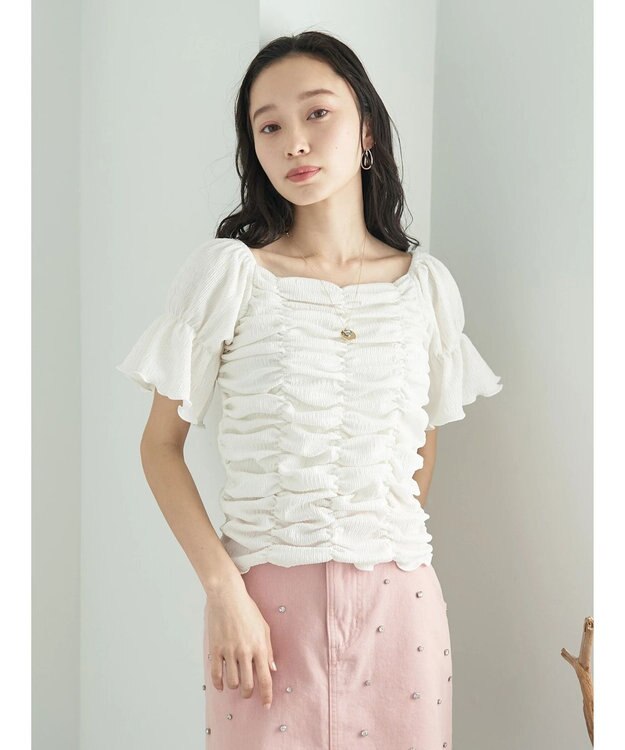 earth music&ecology カットシャーリングプルオーバー White