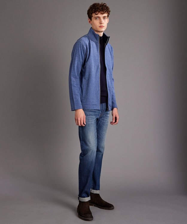 JOSEPH ABBOUD MOUNTAIN 【オーガニックコットン使用/ 柔らかな肌触り】 ハイネックジップ ブルゾン ブルー系