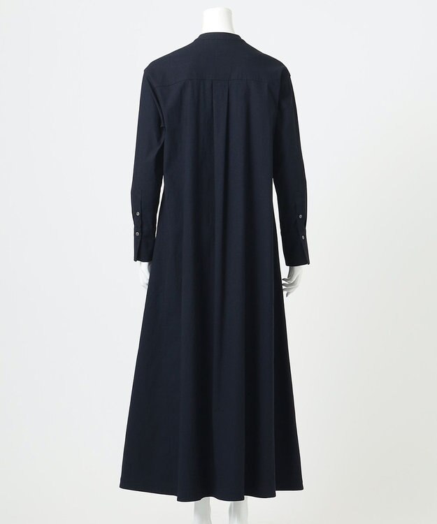 23区 【R(アール)】クリスピーリネンストレッチ 長袖ワンピース ネイビー系
