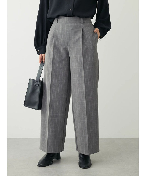 Green Parks きれいシルエットチェックワイドパンツ Glen Check
