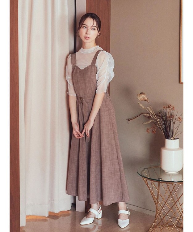 earth music&ecology ベルト付きパネルラインワンピース Brown