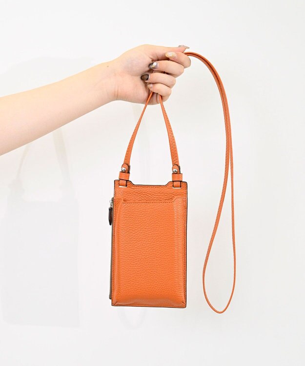 Atelier nuu 本革 スマホショルダー オレンジ