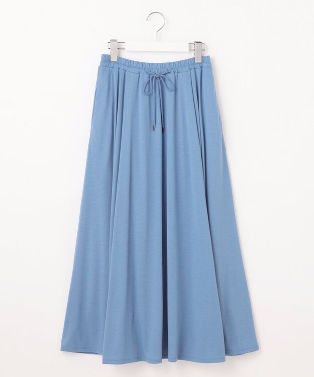 J.PRESS LADIES L 【洗える】ジャージー フレアー スカート ブルー系