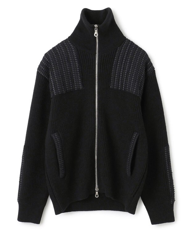 JOSEPH HOMME 【HIGH GRADE LINE】スプリットバルキーウール　ドライバーズニット ブラック系5