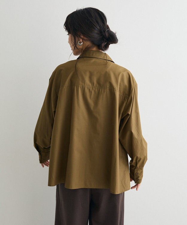 CRAFT STANDARD BOUTIQUE タイ付きタックシャツチュニック Khaki