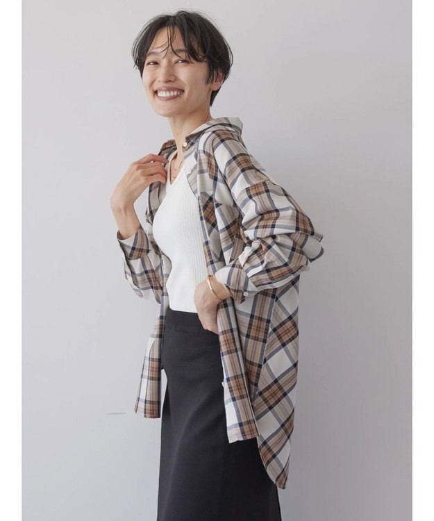 AMERICAN HOLIC イージーケアチェックシャツ Check Ivory