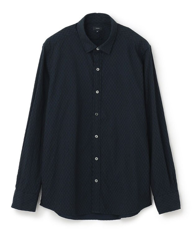 JOSEPH HOMME アロージャガードストレッチ　レギュラーカラーシャツ ネイビー系