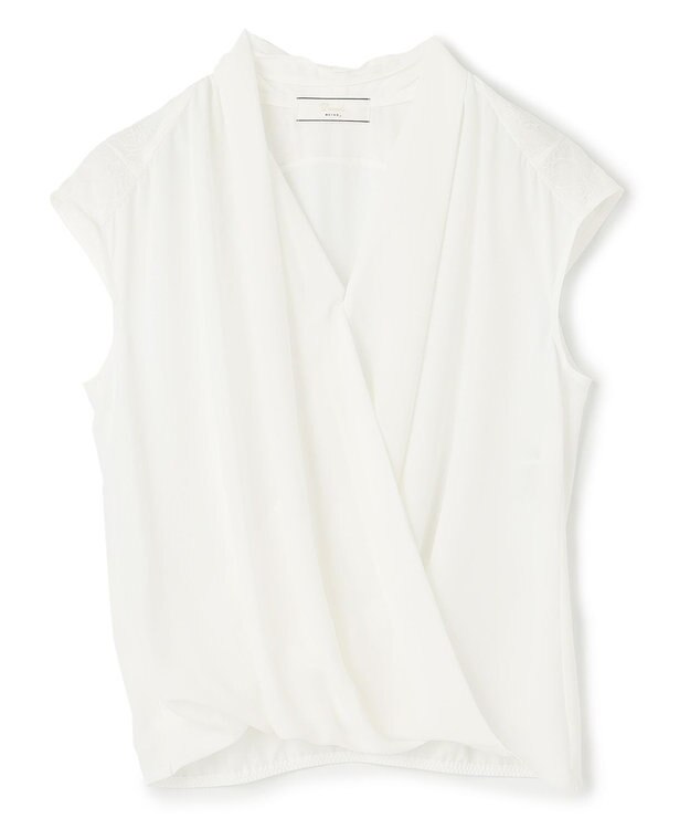 BEIGE， OLIVE / カシュクールフレンチスリーブブラウス White