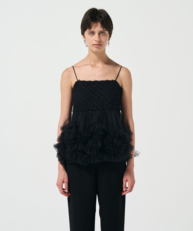 GRACE CONTINENTAL チュールフリルキャミソール ブラック