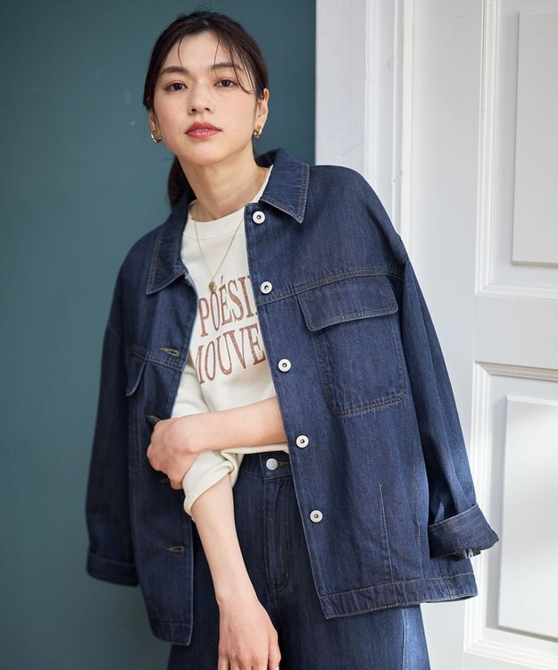 ANY L ミディデニムジャケット インディゴ