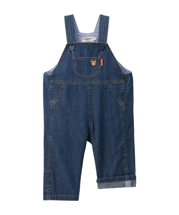 MIKI HOUSE HOT BISCUITS ワンポイントデニムオーバーオール＆ワンポイントトレーナーギフトセット【BOX付き】 ストームブルー