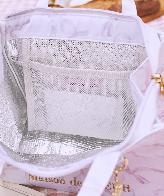 Maison de FLEUR 【保冷機能付き】リボン柄保冷バッグ Blue