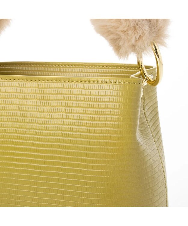 UNBILLION cachecache スパイラルエコファーハンドルスクエアミニショルダー イエロー