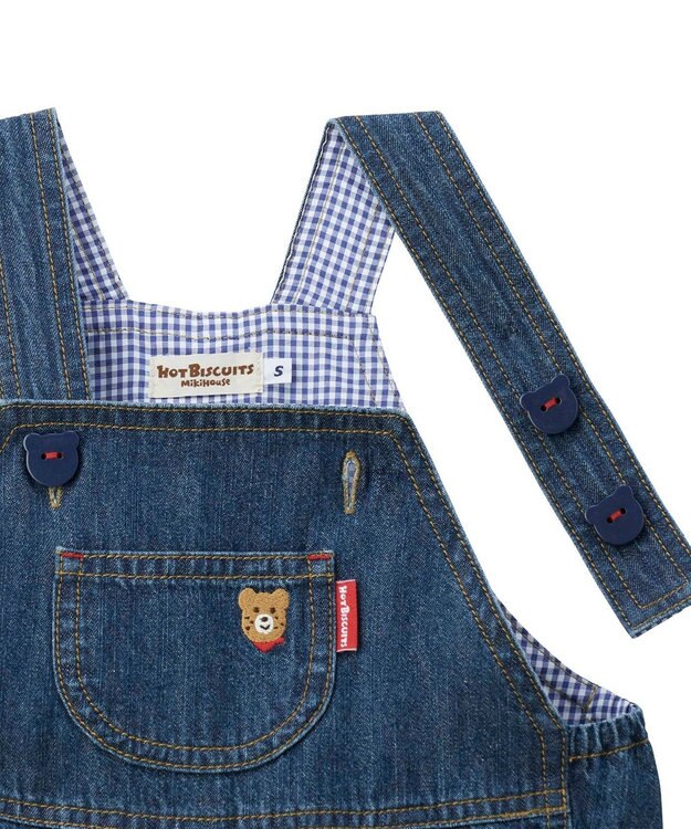 MIKI HOUSE HOT BISCUITS ワンポイントデニムオーバーオール＆ワンポイントトレーナーギフトセット【BOX付き】 ストームブルー