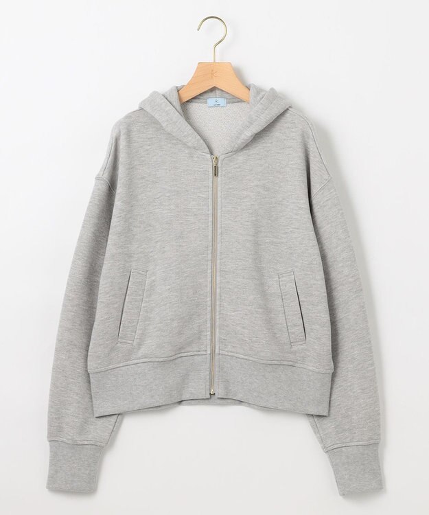 組曲 L ロゴ刺繍入り裏毛パーカー ライトグレー系