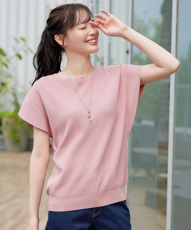 Tiaclasse L フレンチニットプルオーバー ピンク