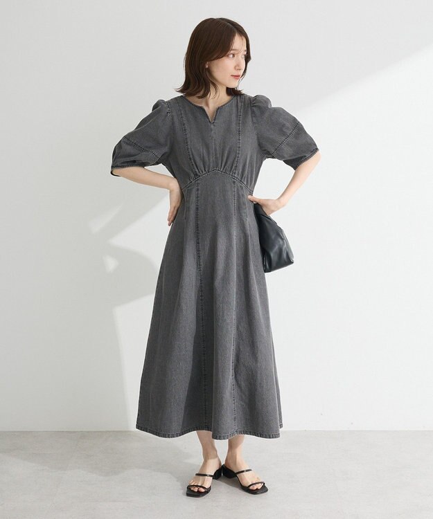 Green Parks ・ＥＬＥＮＣＡＲＥ　ＤＵＥ　デニム５分袖ワンピース Gray