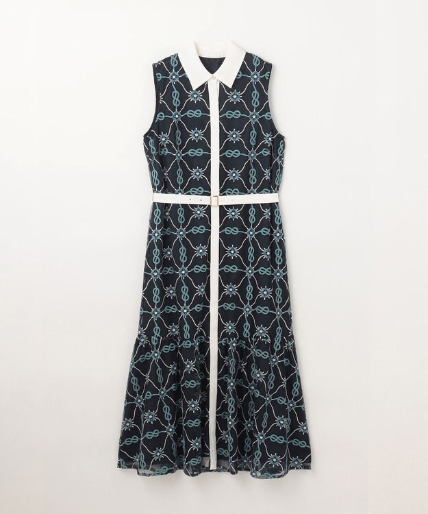 GRACE CONTINENTAL マリン刺繍チュールワンピース ネイビー