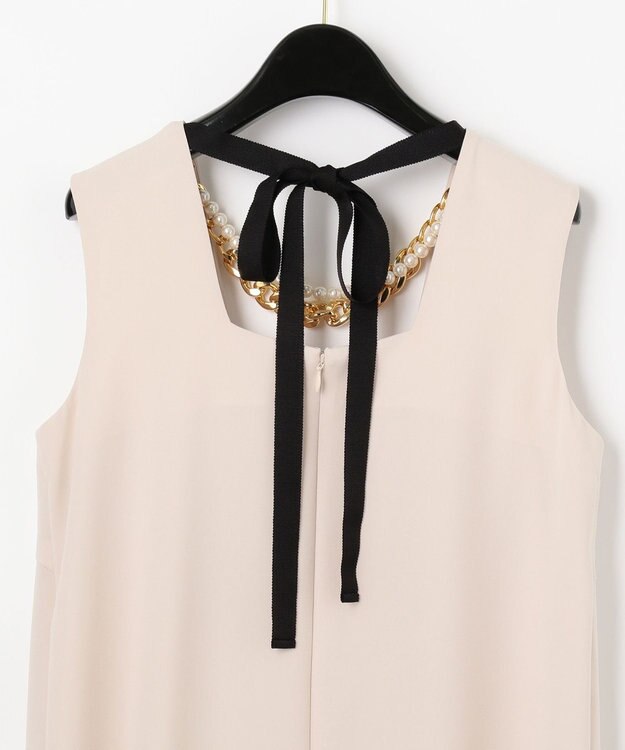 GRACE CONTINENTAL ネックレス付ティアードドレス ベージュ
