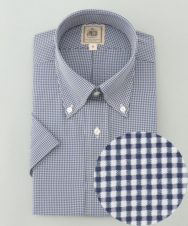 J.PRESS MEN 【新素材 / 高通気性 / 軽量 / イージーケア / 撥水】【BEAT HEAT SYSTEM】半袖シャツ / B.D. ネイビー系3