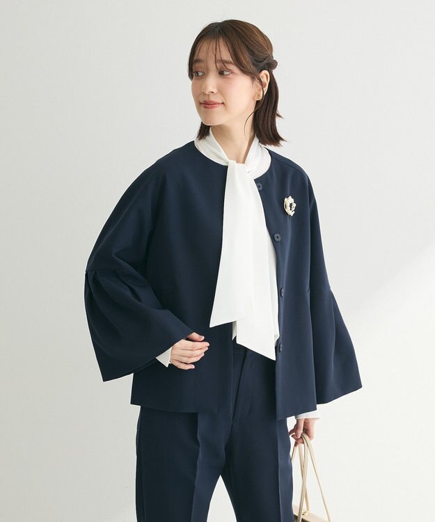 Green Parks ef-de タック袖ラグランジャケット Dark Navy