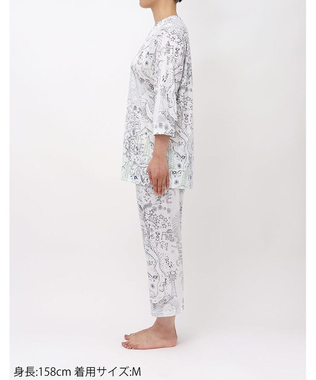 tsumori chisato SLEEP ツモリチサト パジャマ 綿100%(本体) 天竺素材 7分袖 長袖 8分丈 レディース UDT216 /ワコール アイボリー