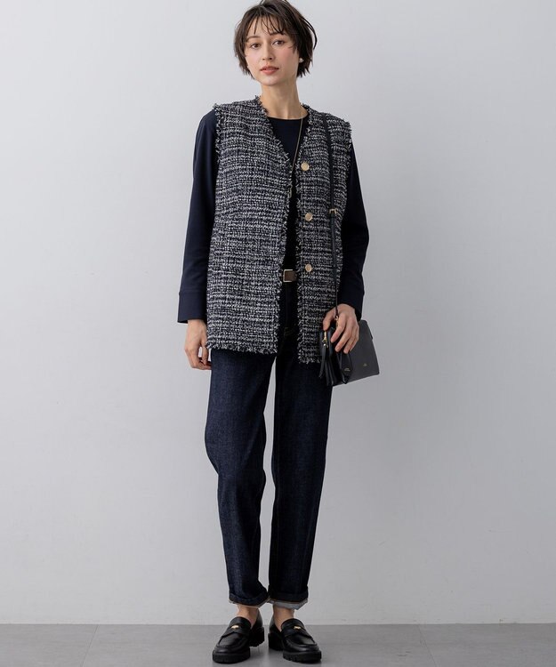 23区 【先行予約】バックボタン TEEブラウス ネイビー系