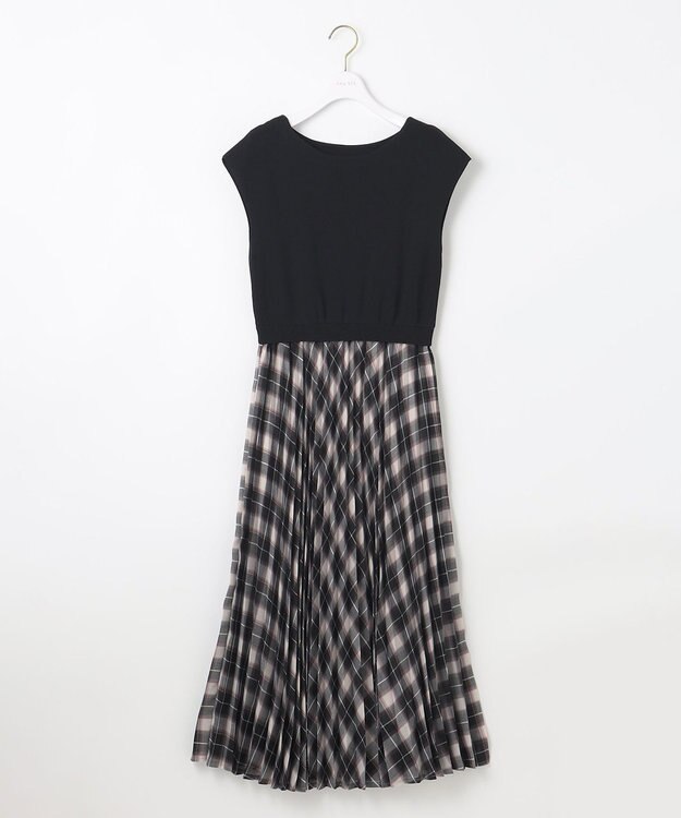 ANY SIS 【洗える】オンブレーチェックコンビ ワンピース モノトーン系