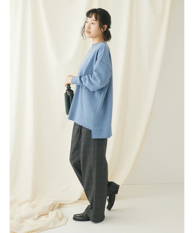 CRAFT STANDARD BOUTIQUE 裏起毛クルーネックチュニック Sax